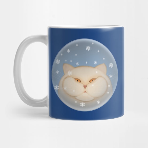 Winter cat. Cat in a glass ball with snowflakes by KateQR